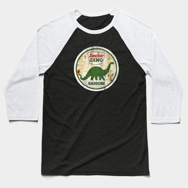 Sinclair Dino Gasoline Sign Baseball T-Shirt by funkymonkeytees